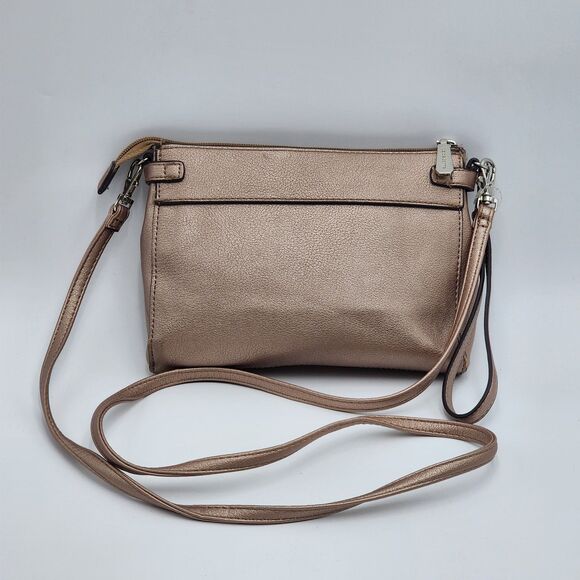 Liz Claiborne Elly Rose Gold Metallic Convertible Wristlet Crossbody Bag - Picture 4 of 9